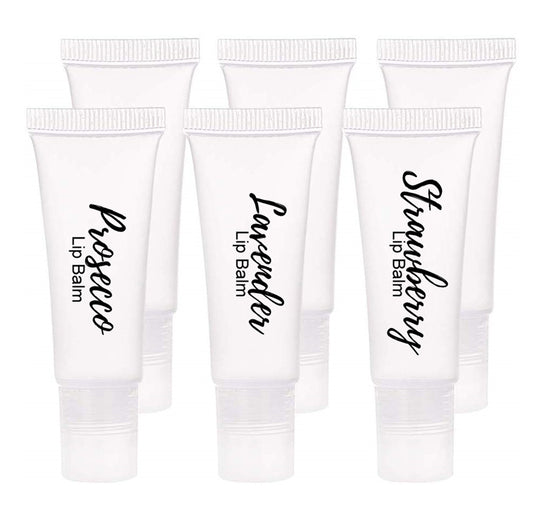 50 x personalised lip balm tube labels- 22mm x 50mm custom printed black clear stickers