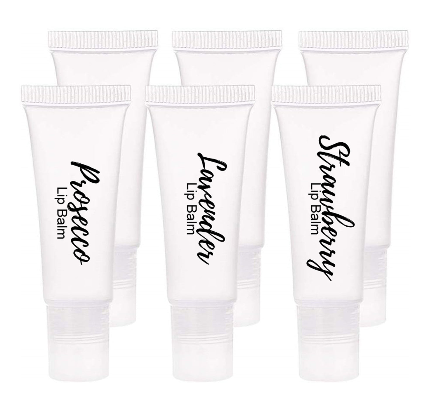 100 x personalised lip balm tube labels- 22mm x 50mm custom printed black clear stickers