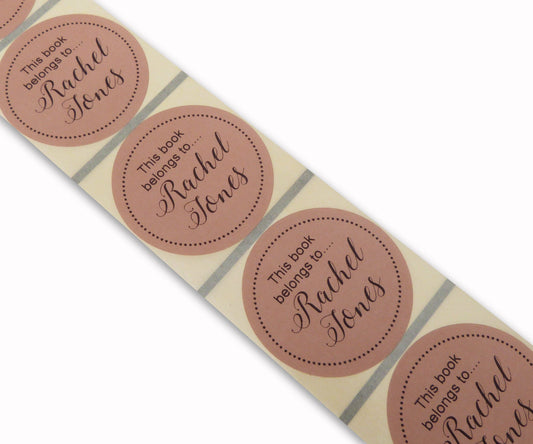 45mm round brown personalised this book belongs to, school reading stickers labels identification
