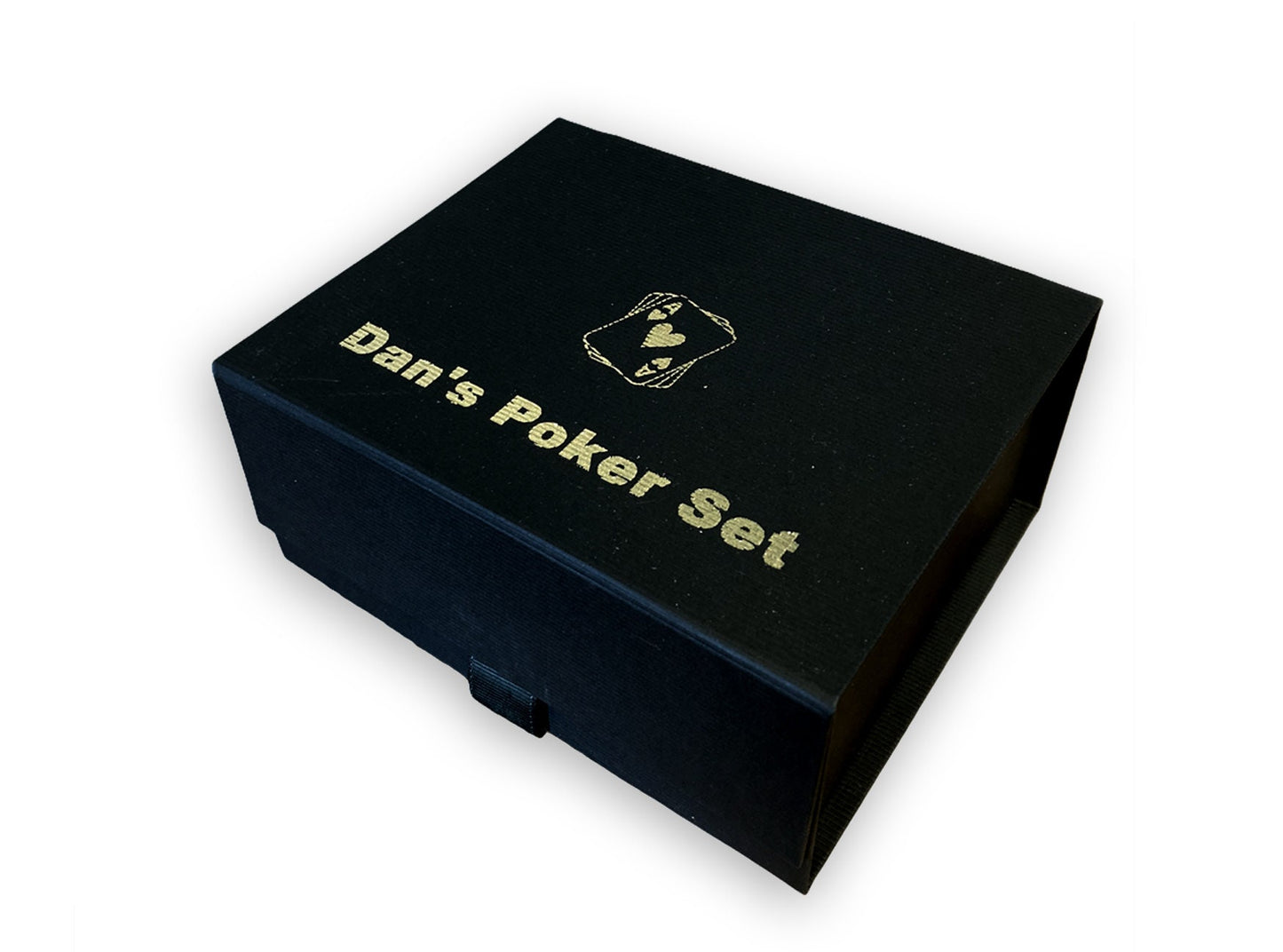Personalised 120 pcs poker set gift gold print black birthday christmas box game