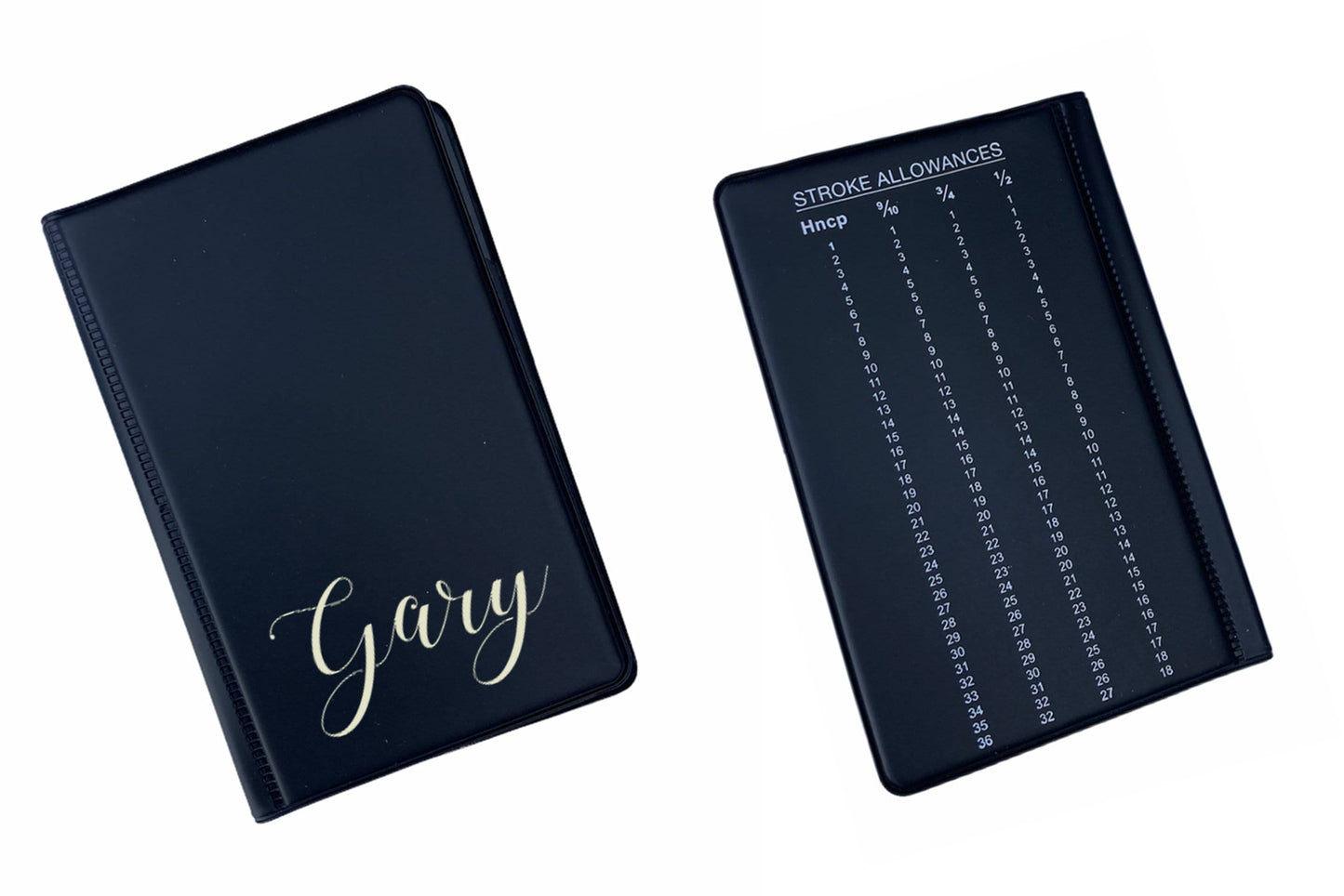 Personalised golf scorecard holder christmas gift custom gold name / initials Dad with pencil