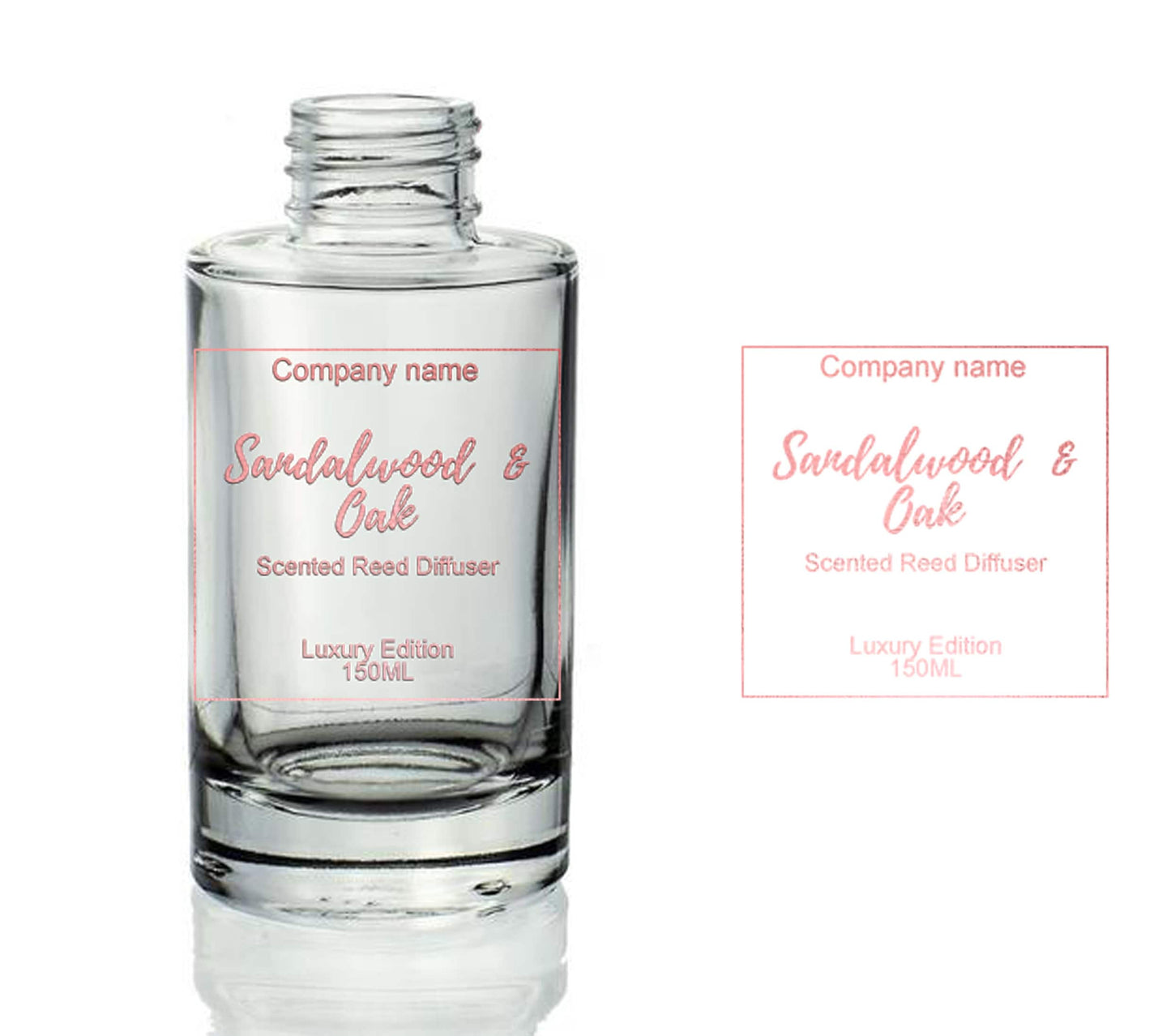 Personalised clear rose gold reed diffuser transparent labels printed stickers scents