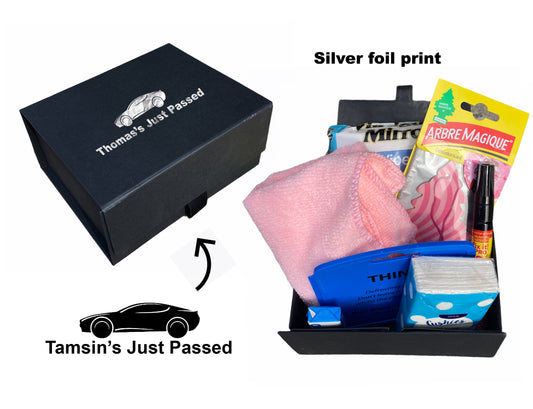 Personalised I love my car new car gift box silver print womens pink gift congratulations girls