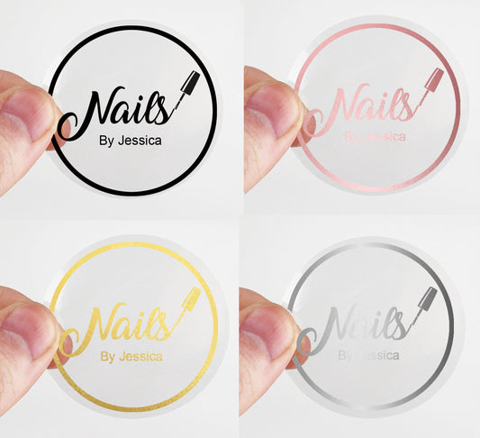 1000 x roll Clear Nails by business labels Nail art round 45mm 50mm 65mm 90mm stickers silver gold beauty cosmetics business