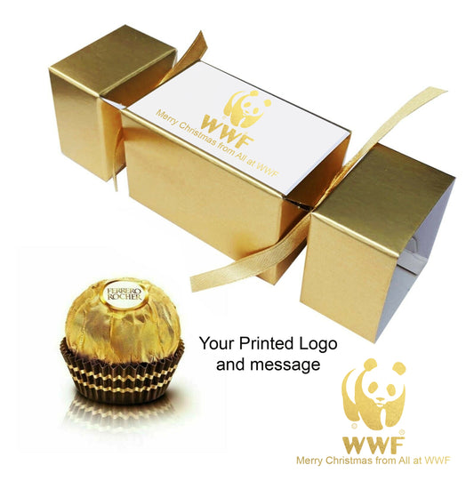 small personalised Gold crackers corporate business giveaway ferrero rocher filled employee gift