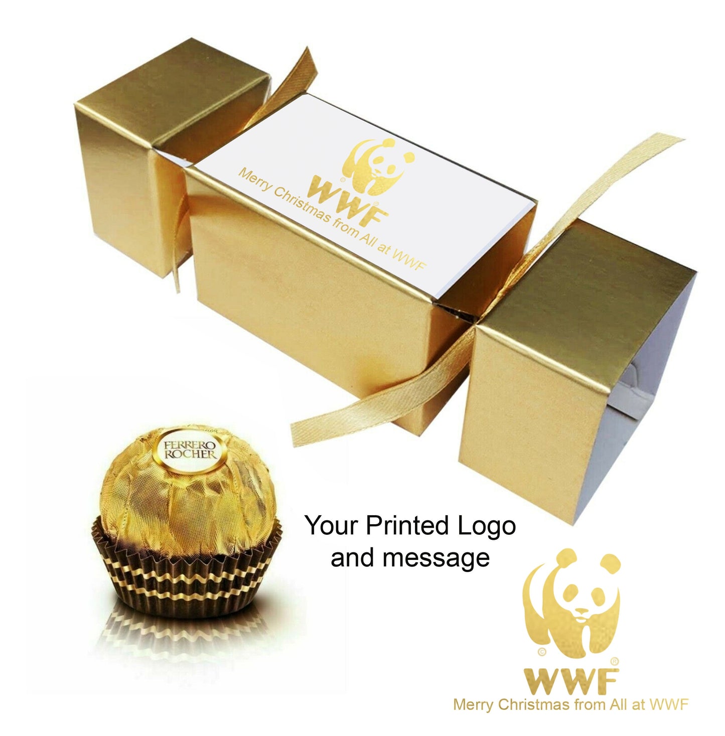 small personalised Gold crackers corporate business giveaway ferrero rocher filled employee gift