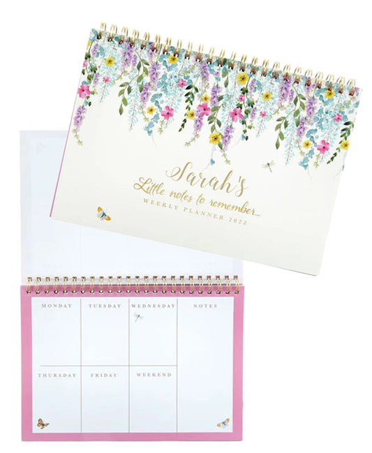 Personalised womens Little Notes To Remember Weekly Planner 2022 grandma mum girls floral organiser
