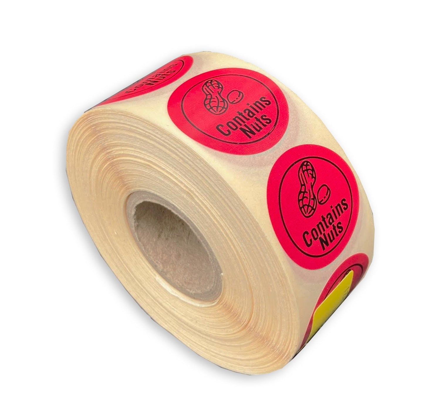 25mm round red contains nuts allergen warning labels food stickers