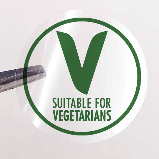 25mm round clear suitable for vegetarians green stickers food labels allergen labelling transparent