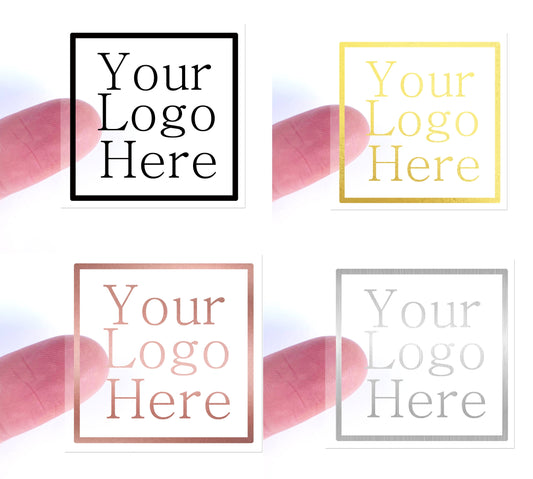 1000 x Clear square 45mm 50mm 60mm 80mm 100mm stickers silver gold rose gold shiny foil logo transparent labels business stickers
