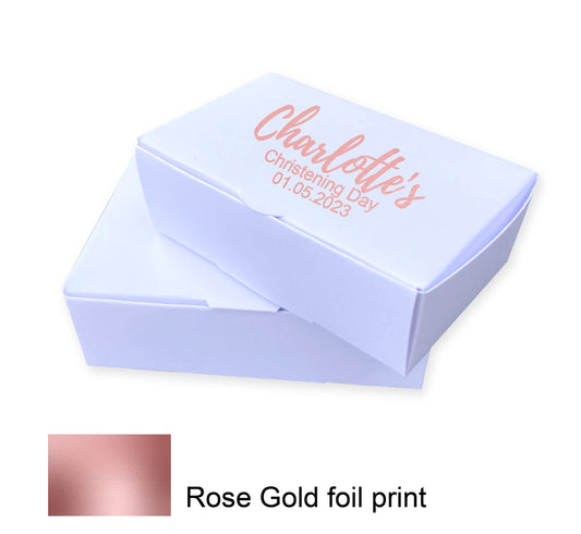 Personalised girls birthday baby shower cake slice favour boxes favor rose gold foil boxes