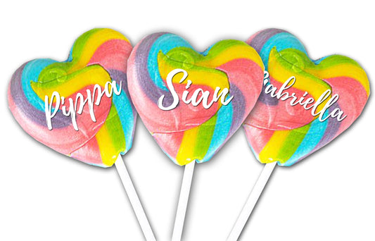 Rainbow Lollipops Personalised printed white name party favour girls party unicorn colour baby shower hen party
