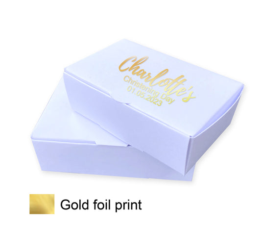 Personalised wedding cake slice favour boxes favor gold foil boxes golden anniversary