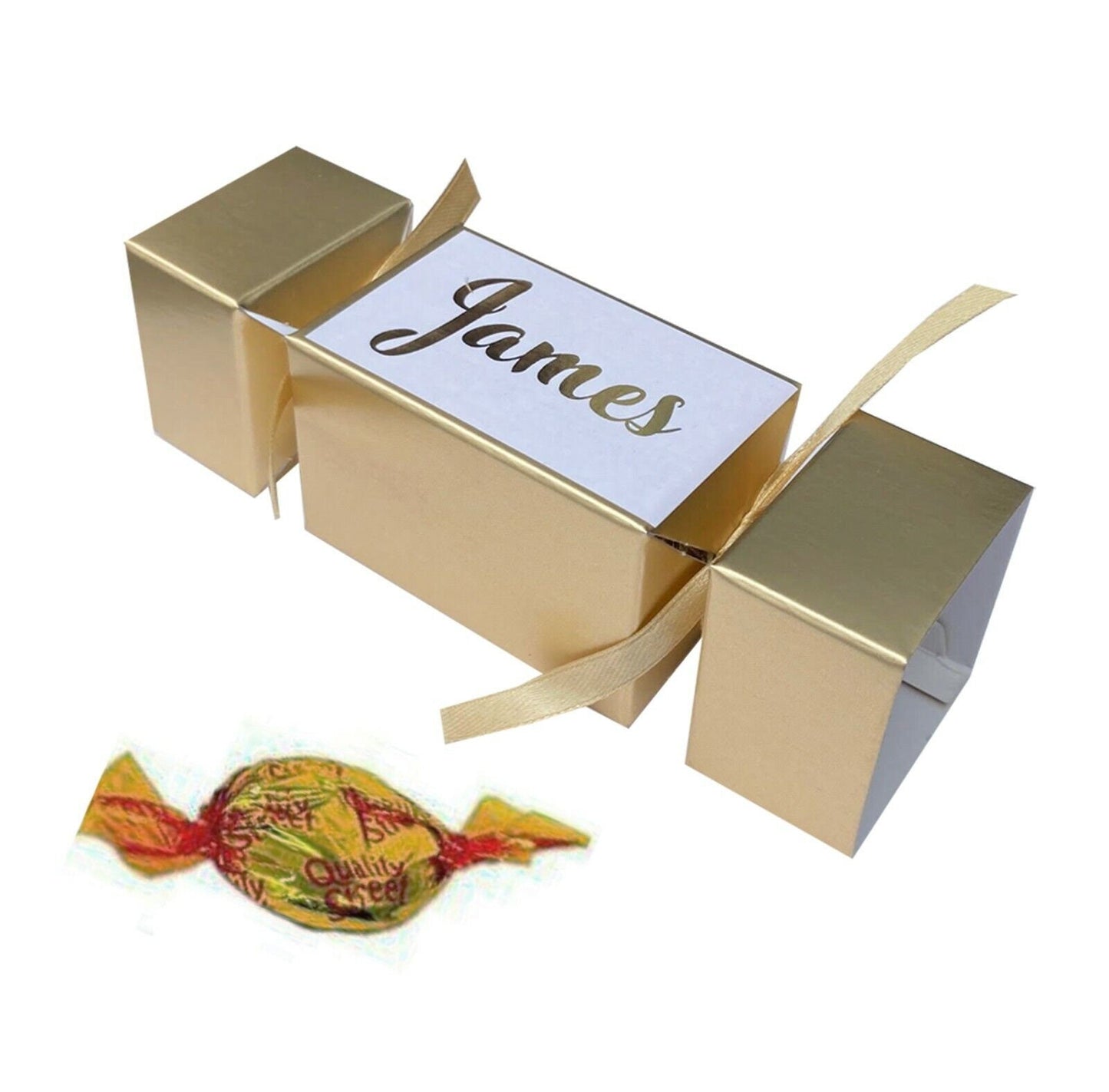 small personalised gold crackers table names favours gift christmas boxes DIY red green blue