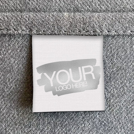 White silver shiny foil logo shiny custom sewing labels | Fabric clothing sew in folded tags
