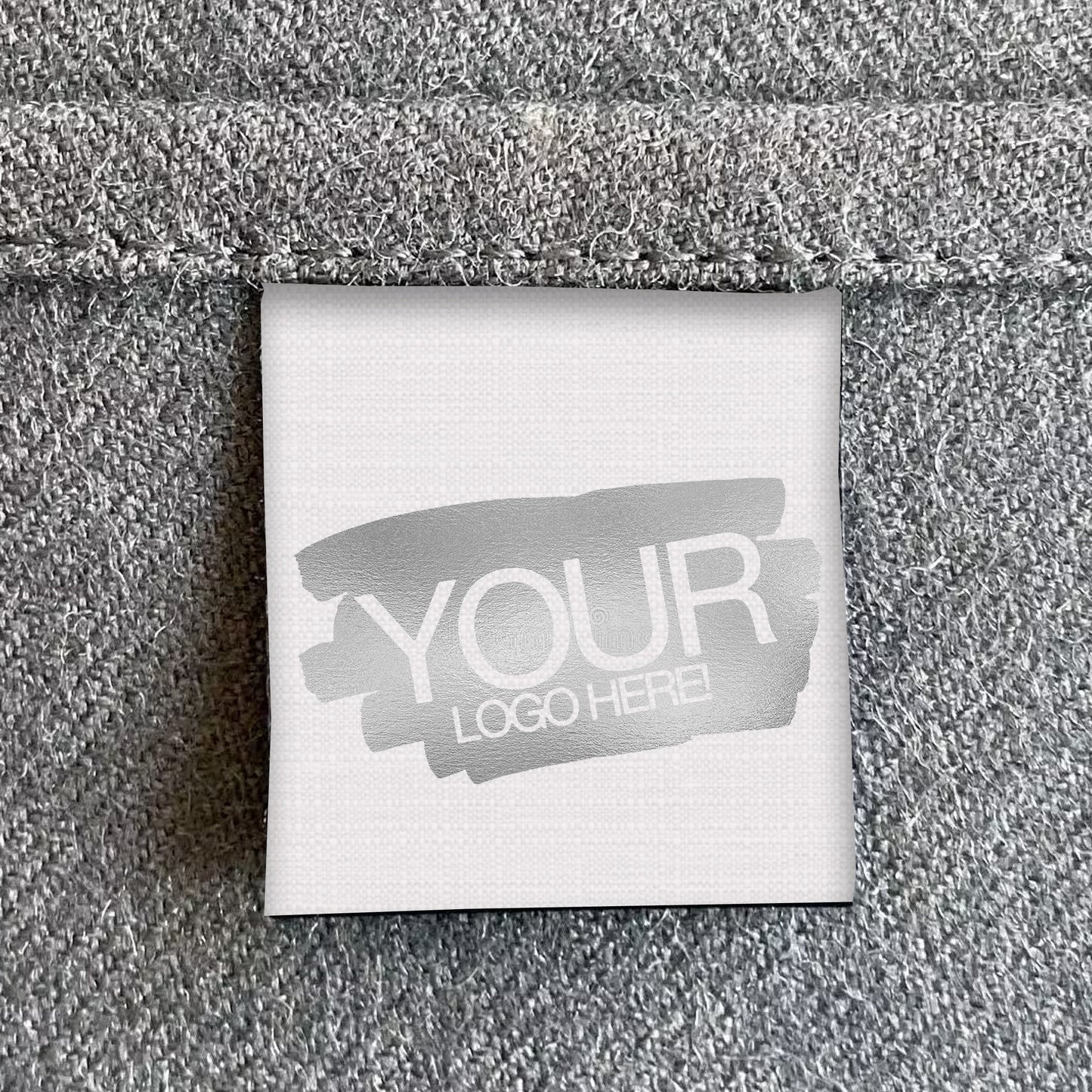 White gold shiny foil logo shiny custom sewing labels | Fabric clothing sew in folded tags