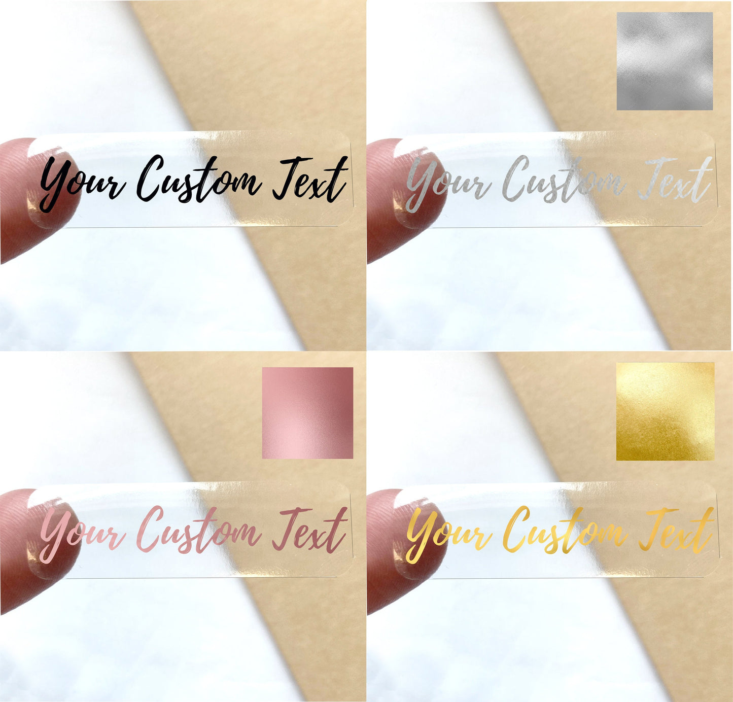 Custom text stickers, lip gloss clear transparent labels, gold, silver, rose gold any text, small favour waterproof stickers