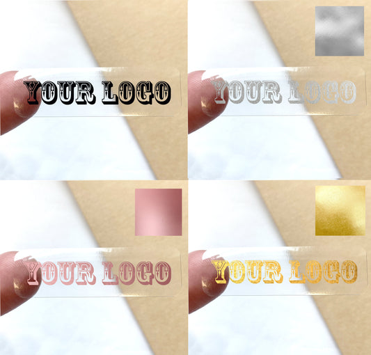 Custom logo stickers clear labels, Small business stickers, Transparent stickers custom clear stickers gold silver rose gold
